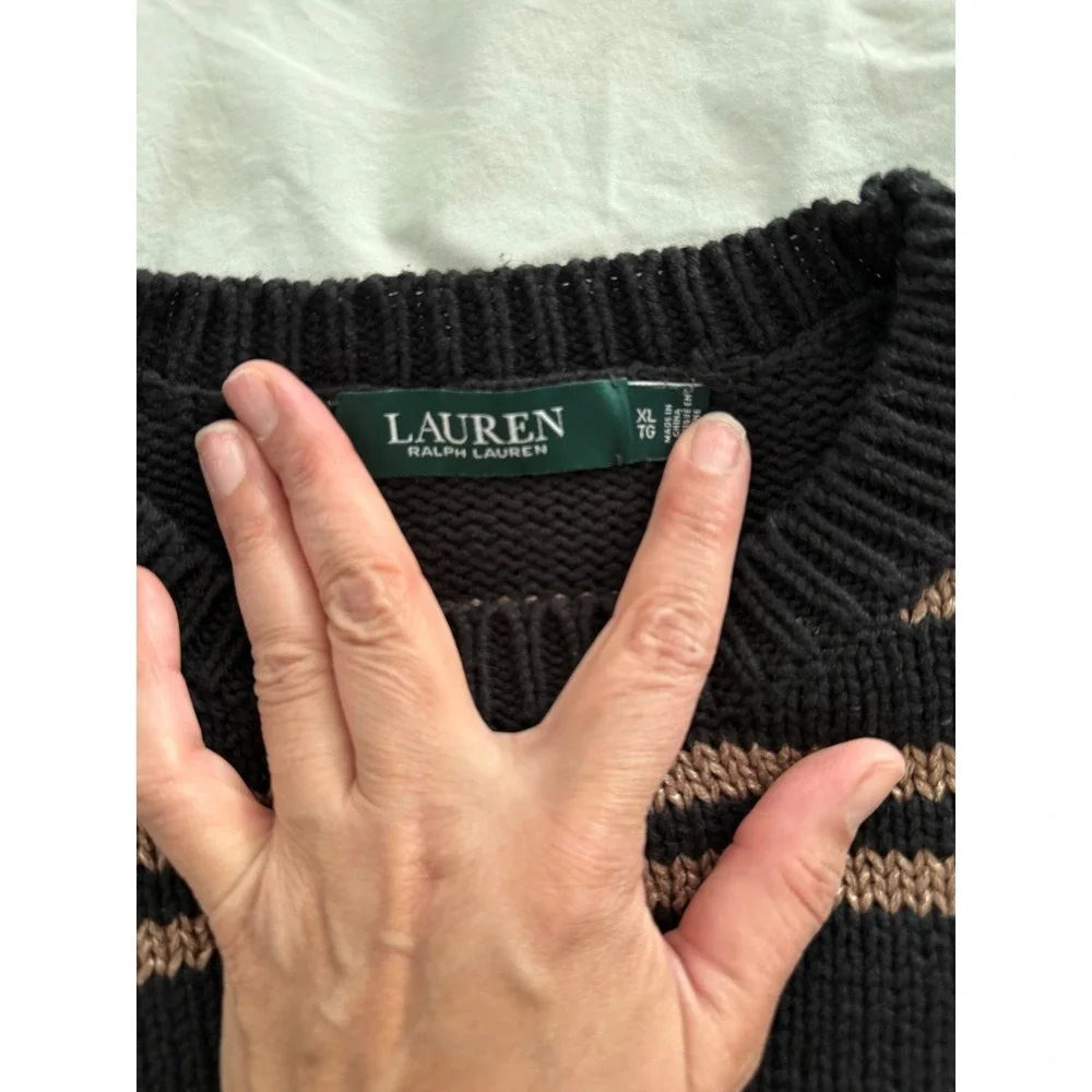 Lauren Ralph Lauren XL Southwestern Sweater Black Tan Aztec Cotton Wool